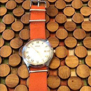 Cloth band fossil watch